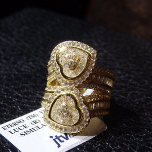 Double Heart 18k gold cluster statement SOLD